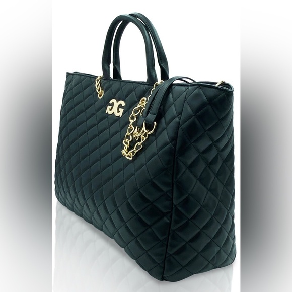 Badgley Mischka Handbags - BIN047. NWT Badgley Mischka Gilda Paris Large Quilted Tote Black
